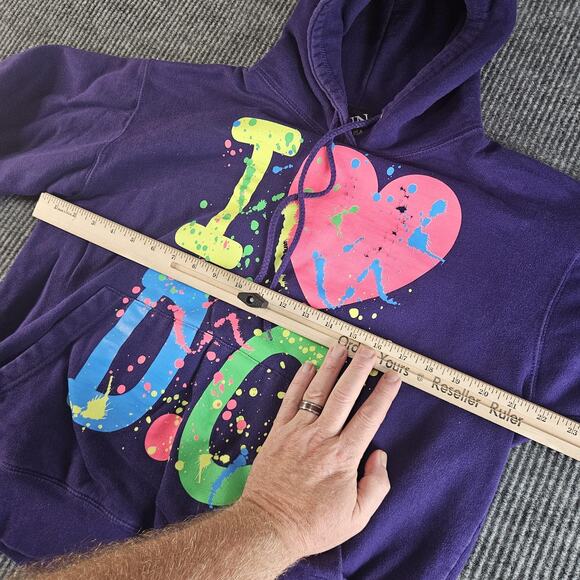 SUN Hoodie Mens Medium Purple I Heart DC Washington Print Pullover Made in USA - Picture 6 of 9